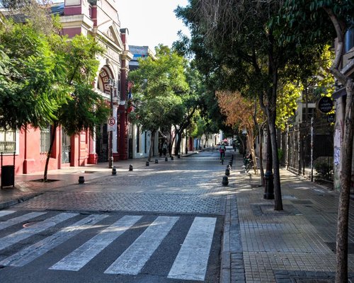 A view of a quiet street in a Chilean neighborhood